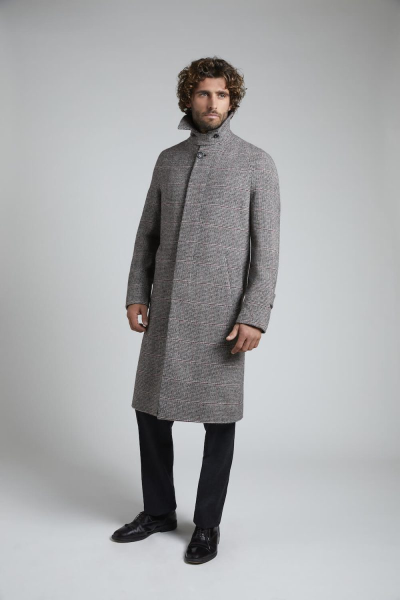 Claret/Grey Wool Balmacaan Overcheck Overcoat – Huntsman Savile Row