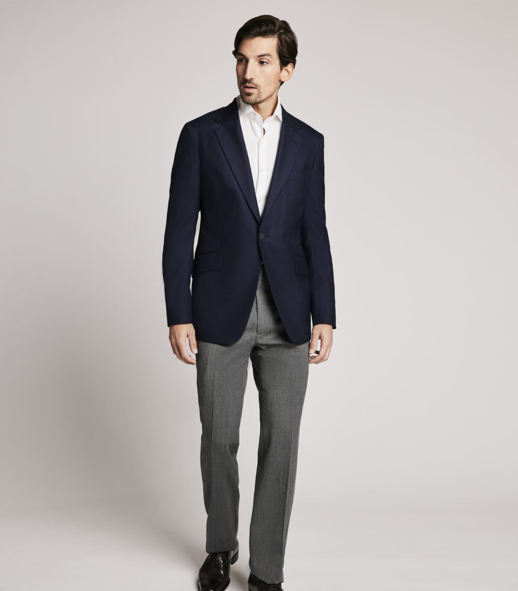 Navy Cashmere Single Breasted Jacket