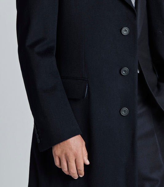 Navy Cashmere Storm System Overcoat