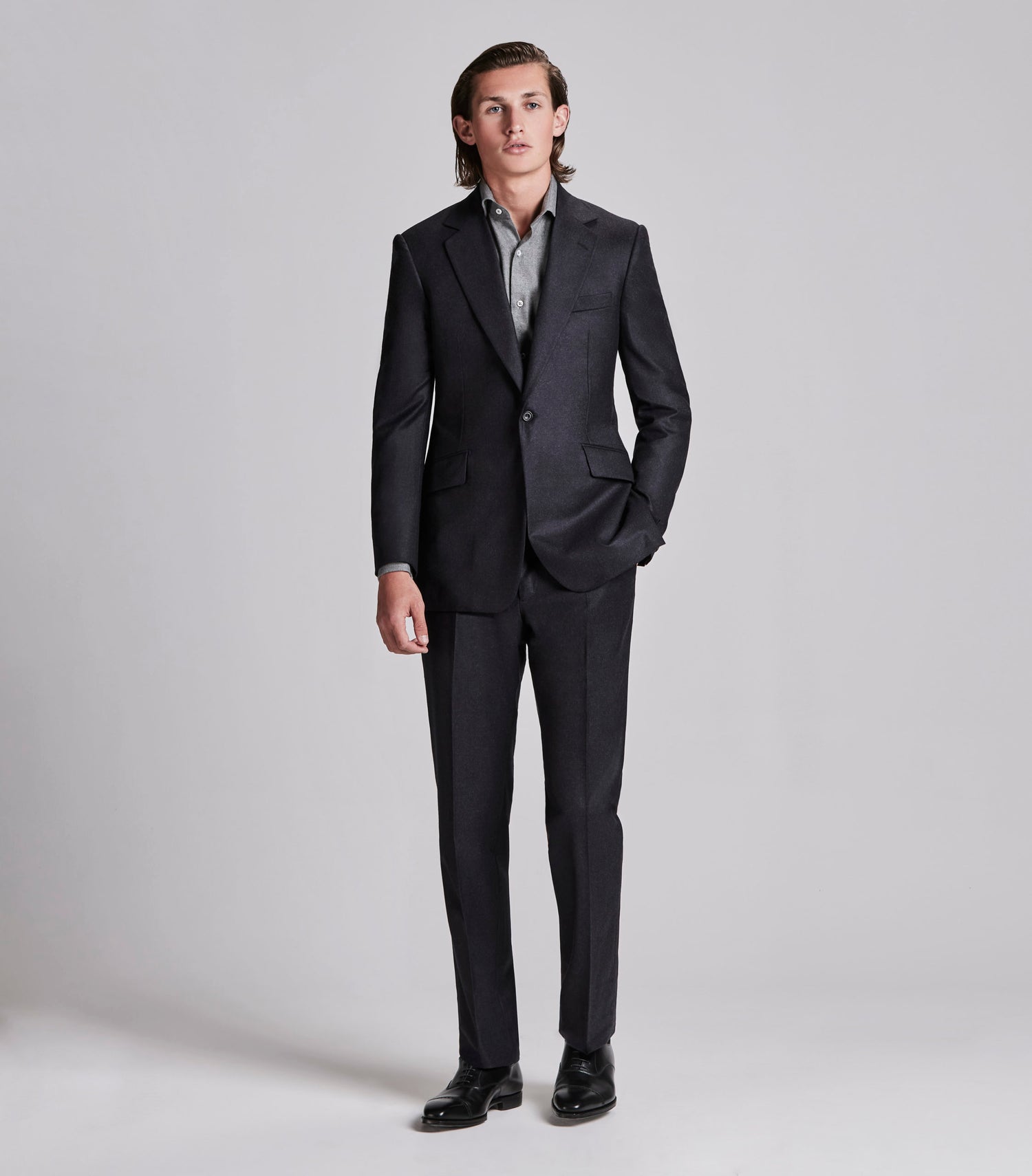 Charcoal Escorial Flannel Suit – Huntsman Savile Row