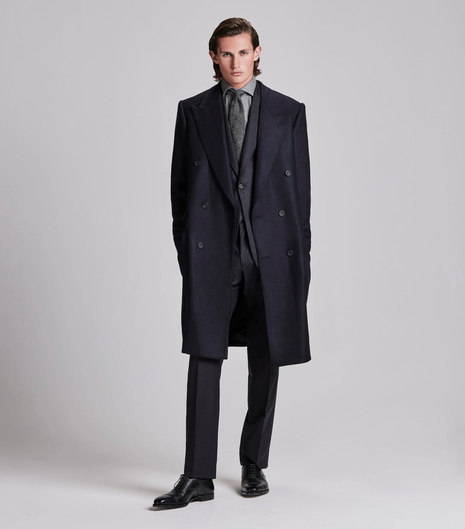 Navy Loro Piana Cashmere Overcoat – Huntsman Savile Row