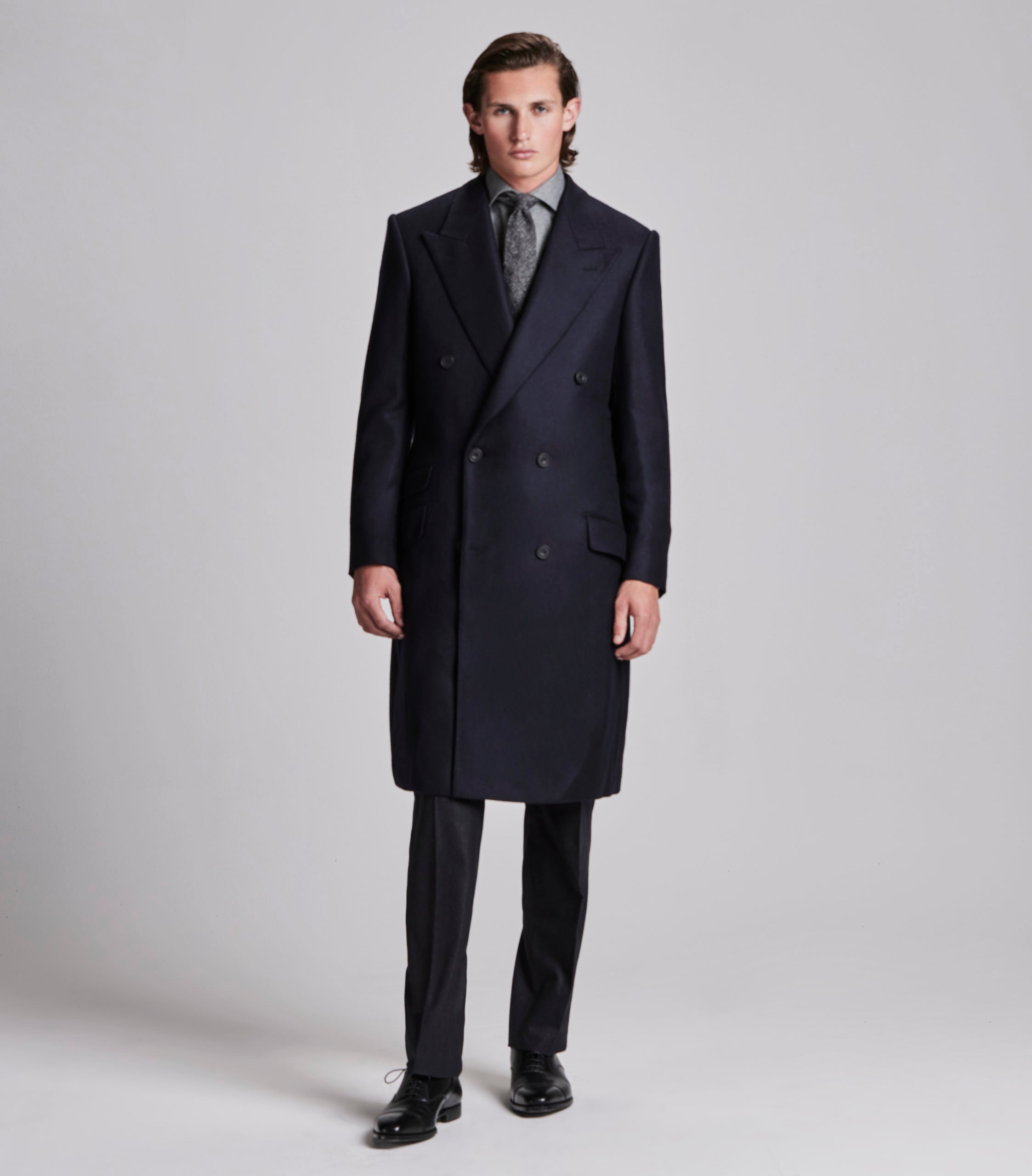 Navy Loro Piana Cashmere Overcoat – Huntsman Savile Row