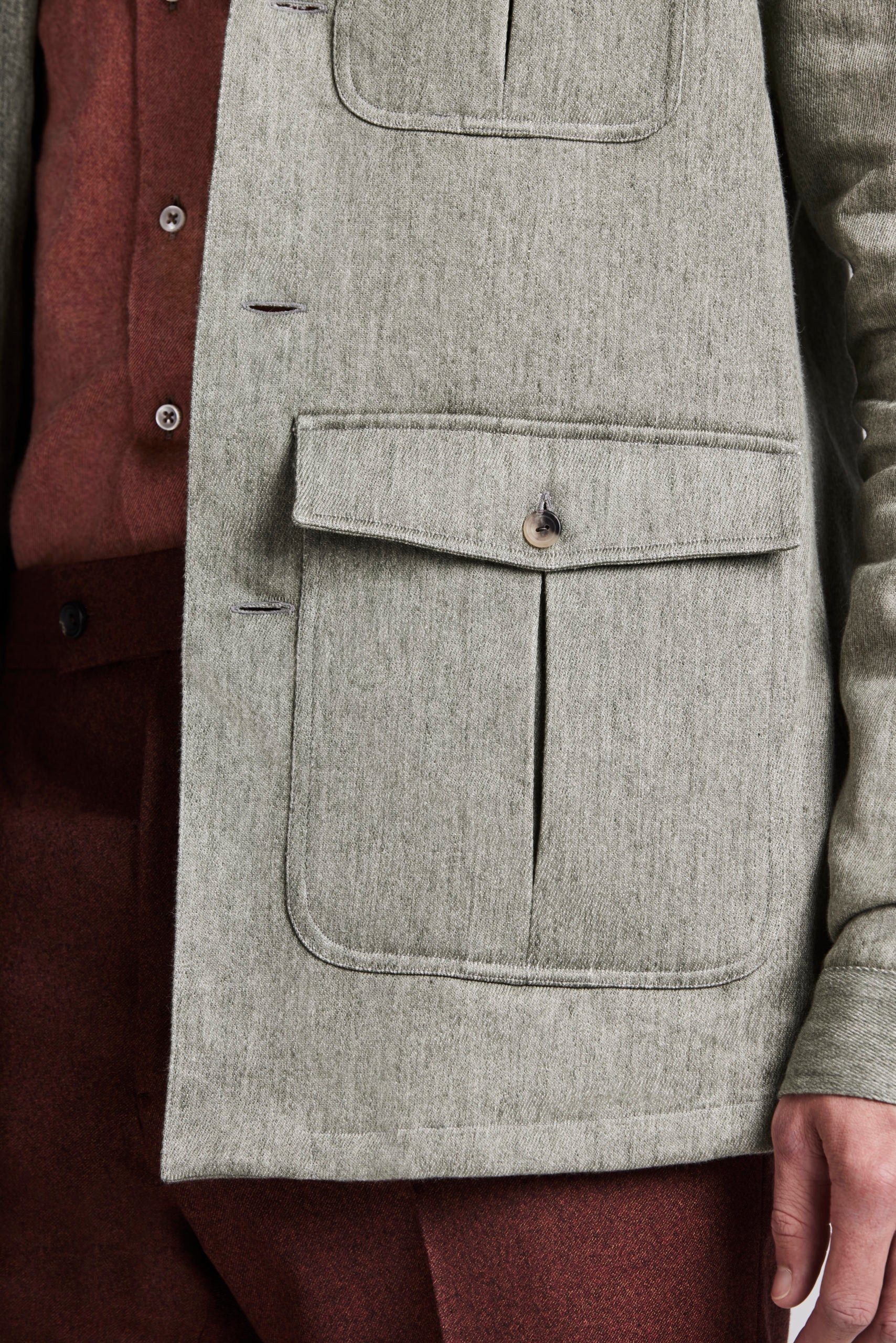 Sage Cotton/Linen Twill Safari Jacket
